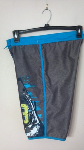 Arizona Swim Trunks Boys XL 18/20 Gray #13 Shark Print, Back Pocket - Picture 6 of 7