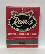 Rom's Broaster House Massachussetts Vintage Matchbook