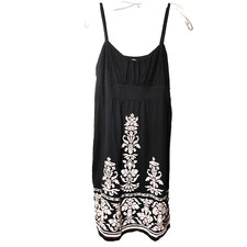 Y2K Little Black Dress Embroidered Design Spaghetti Straps Sz XL Whimsigoth INC
