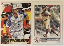 Dansby Swanson 2 Card Lot. Atlanta Braves