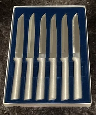 VINTAGE RADA ALUMINUM HANDLE CUTLERY 6 PIECE KITCHEN STEAK KNIFE SET