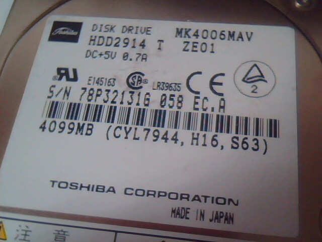 2.5 Hard Drive IDE Toshiba MK4006MAV HDD2914 T ZE01 E145163 | eBay