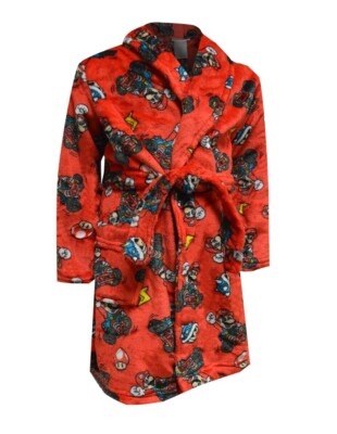Nintendo Super Mario Mario Kart Boys Red Plush Pajama Bath Robes: 