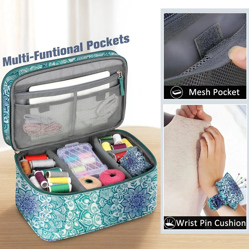 Double-Layer Sewing Kits Carrying Bag Sewing Accessories Storage Organizer Case - Image 3 of 4