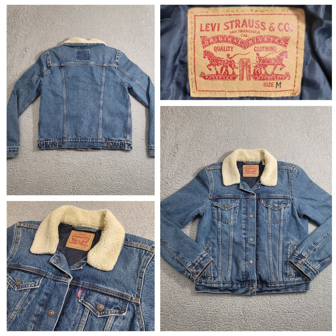 Levi's Original Trucker Jacket Women's Medium Blue Denim Sherpa Thermore  Type