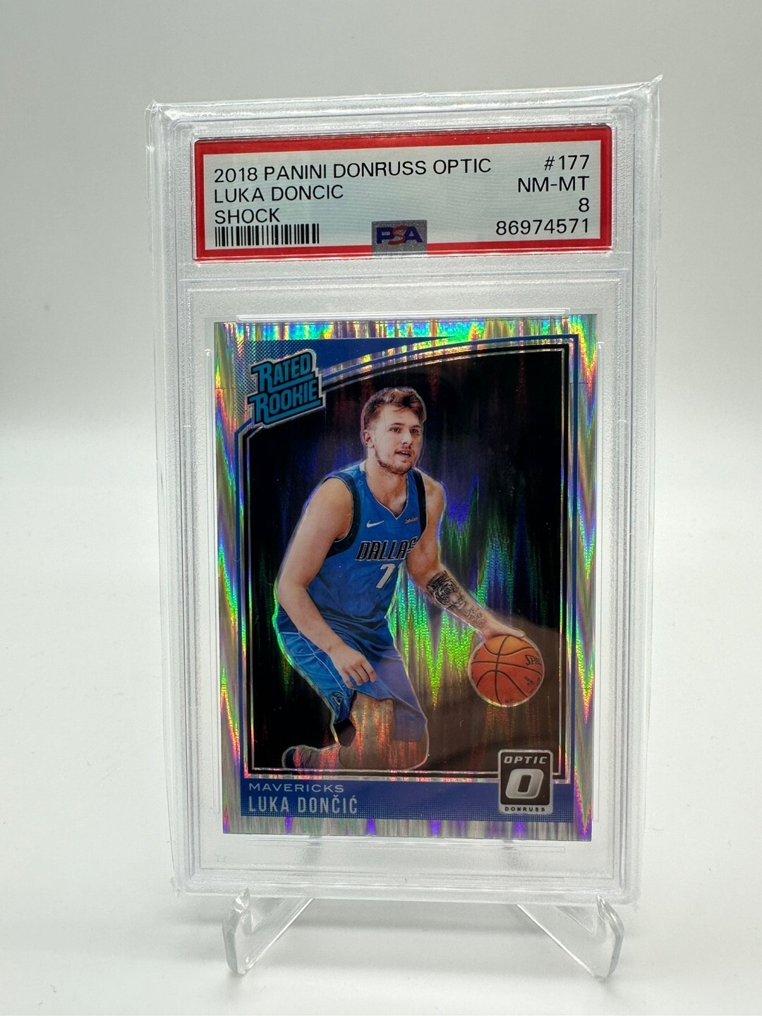 2018-19 Panini Donruss Optic Shock Luka Doncic Rated Rookie #177 RC PSA 8