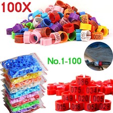 100X Dia 8mm Rings Plastic Digital Markup Parrot Pigeons Bird Clip Ring No.1-100