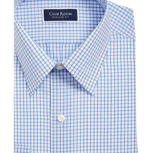 Клубная мужская рубашка в клетку LS из полиэстера и хлопка LT синего цвета размер 17- 3637 4990₽
