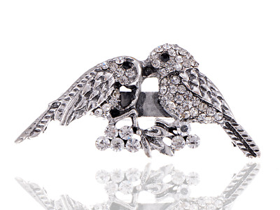 Kissing Lover Birds  Crystal Rhinestone Sparkle Tree Family Adjust Ring