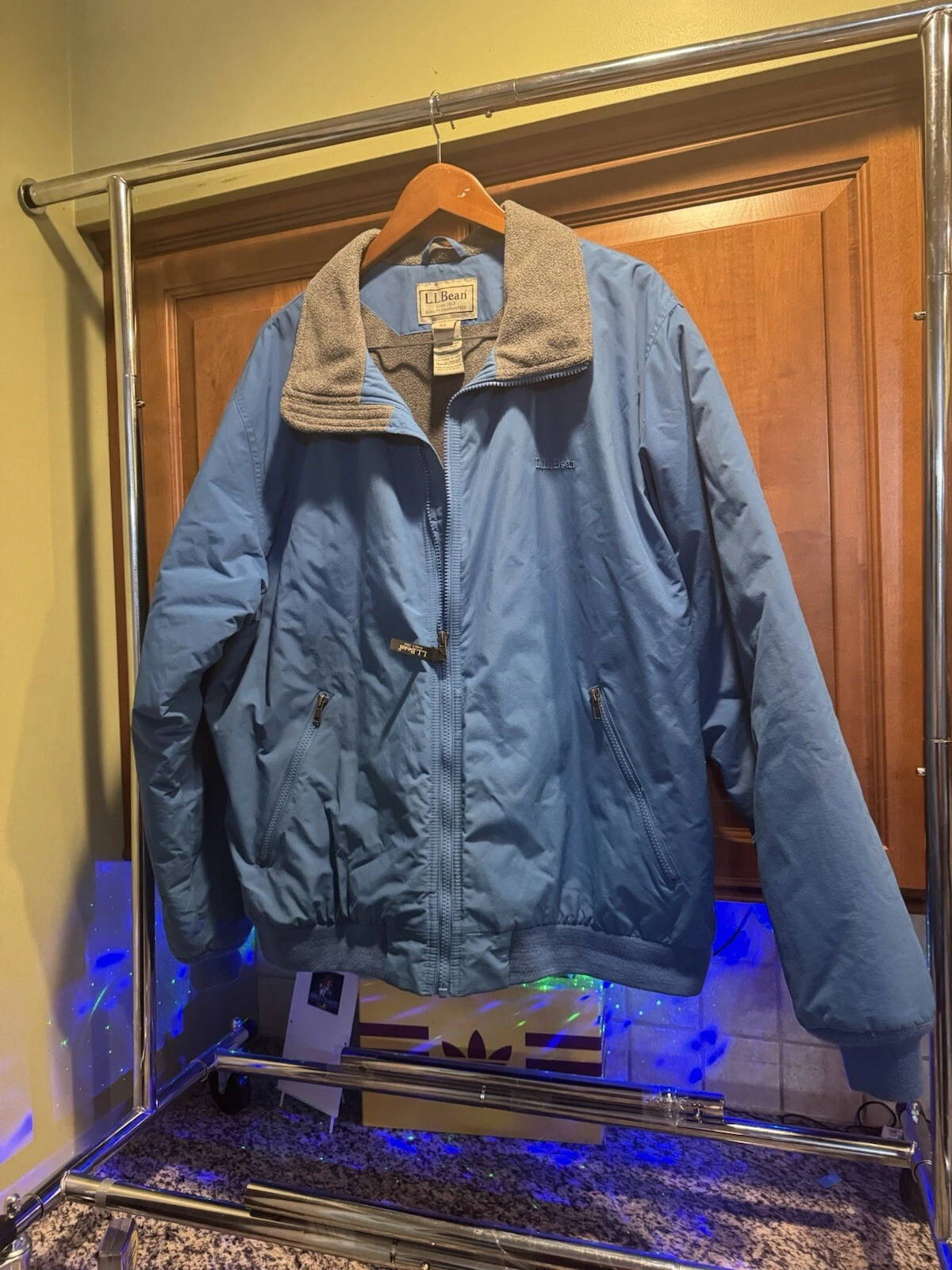LL Bean Fleece Lined Jacket Mens XL Full Zip Insulated Blue 3M Thinsulate