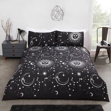 Image of Celestial  Sparkly Stars Duvet Cover Sets  Single-Double-King Colour Black