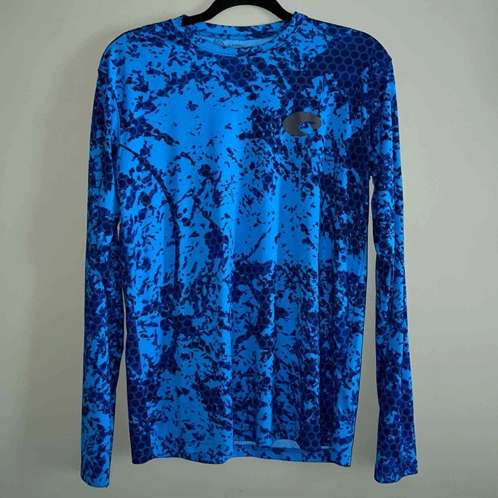 Costa small water camo print hexo technical print longsleeve blue sun protection
