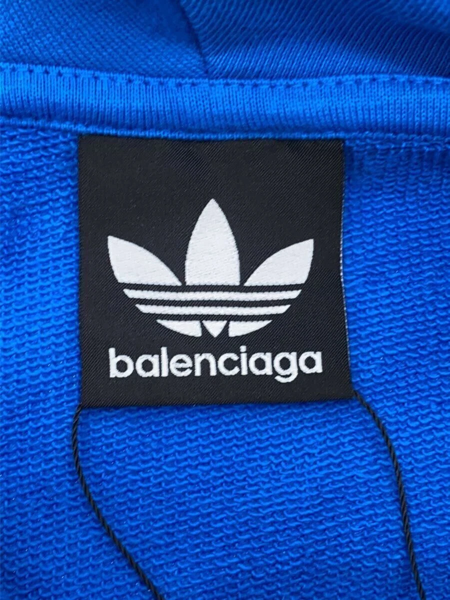 FELPA CON CAPPUCCIO BALENCIAGA 2 COTONE Blu RG54 729322 TNVN2 4026 Usata