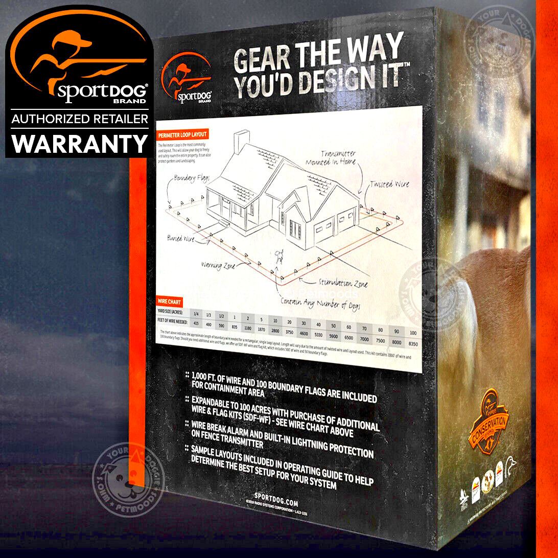 SportDOG SDF-100C In-Ground Fence 1000' Wire 20 Gauge & Rechargeable Dog Collar