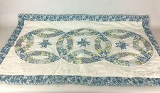 Pair of King Size Patchwork Pillow Shams - Farmhouse Look - Blue White Floral
