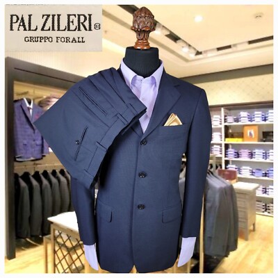 PAL ZILERI Italy Suit Drop 8 Blue Checks 2 Piece 38S Pants 32 x 29 Mens Blazer