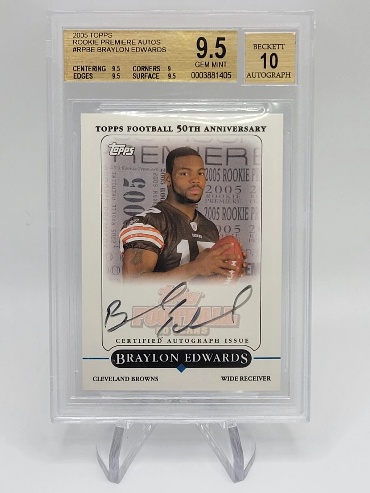 Braylon Edwards Topps Rookie Premiere Autograph #RPBE Rookie Premiere Autograph