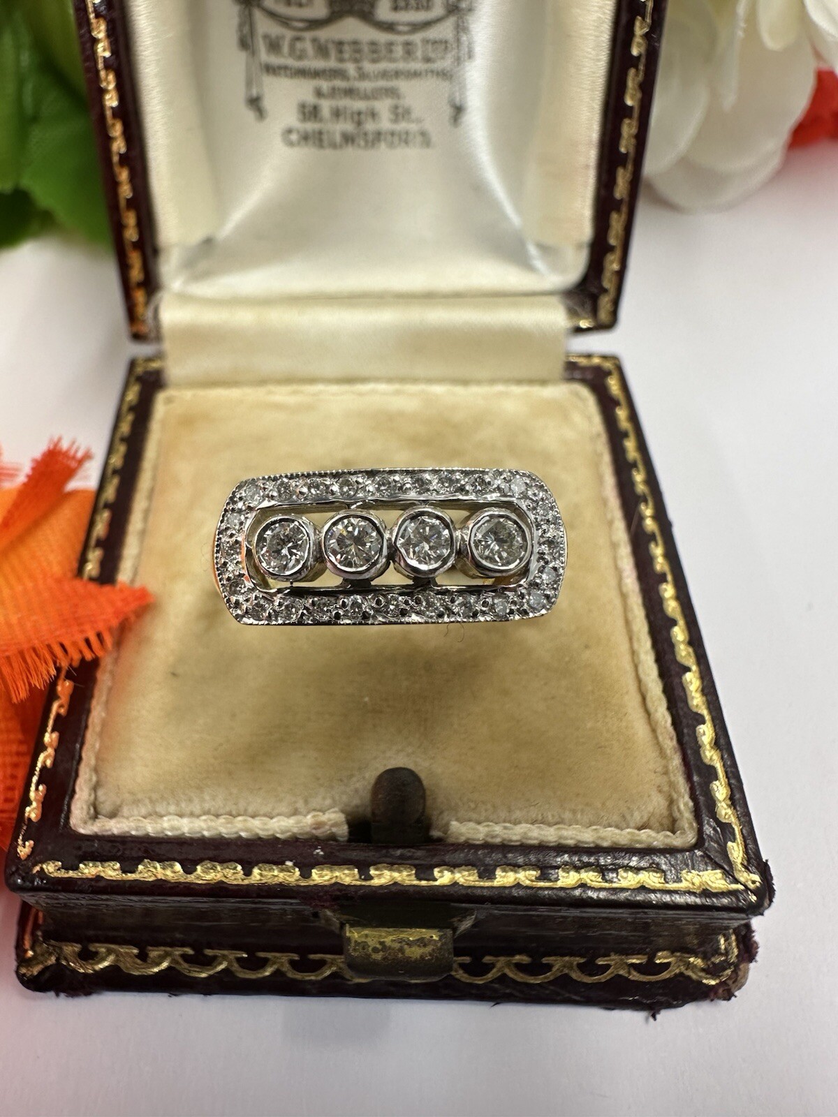 Unusual Diamond 4 Stone Rubover Ring 18ct 0.50ct