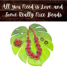 Multi Color Seed Beads Wooden Beaded Necklace, Stretch Bracelet, and Earrings