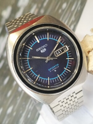 SEIKO 5 SPORTS 21 JEWELS AUTOMATIC BLUE DIAL 6309-5100 JAPAN MEN'S