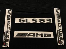 For Mercedes-Benz GLS63 AMG V8 BITURBO 4MATIC+ Rear Trunk Emblem Badge Set Black