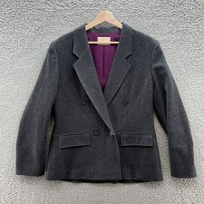 VTG Pendleton Blazer Womens 12 Gray Wool Double Breast Classic Jacket USA