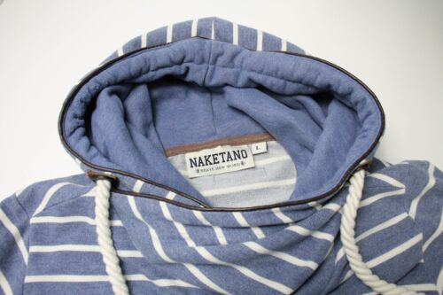 NAKETANO Hoodie Men's LARGE hoodie With Striped Pattern In Marine Melange - Picture 4 of 13