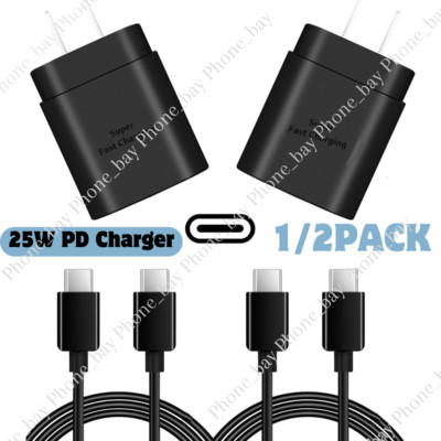25W Super Fast Charger Set USB C Wall Block TypeC to C Cable For Samsung Adapter