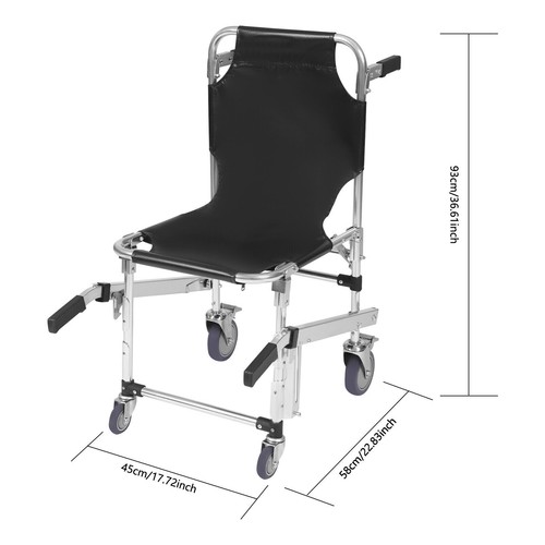 Foldable Emergency Stair Chair with 4 Wheels for Safe Transport - Picture 5 of 15
