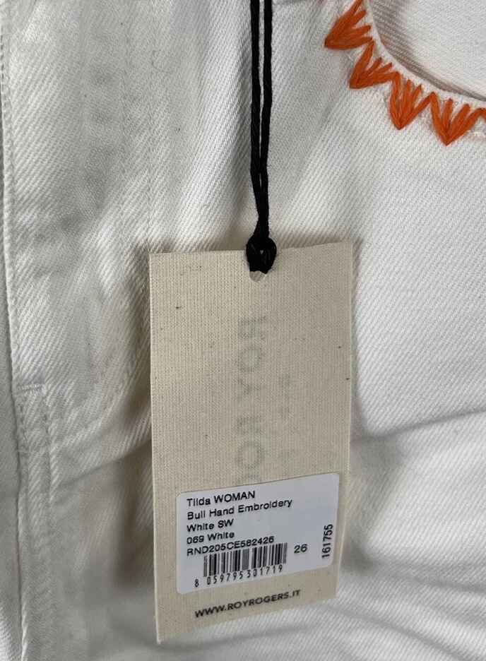 ROY ROGER’S “OLD GLORY” Womens Jeans W26 L27 White Cotton Italy Embroidered - Image 4 of 4