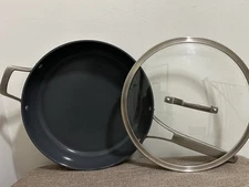 CalphalonÂ® Premier Ceramic Nonstick 12" Frying Pan with Lid, Midnight Blue