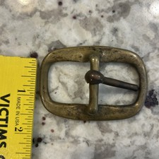 Vintage Brass Belt Buckle Center Bar Retro Uniform Style