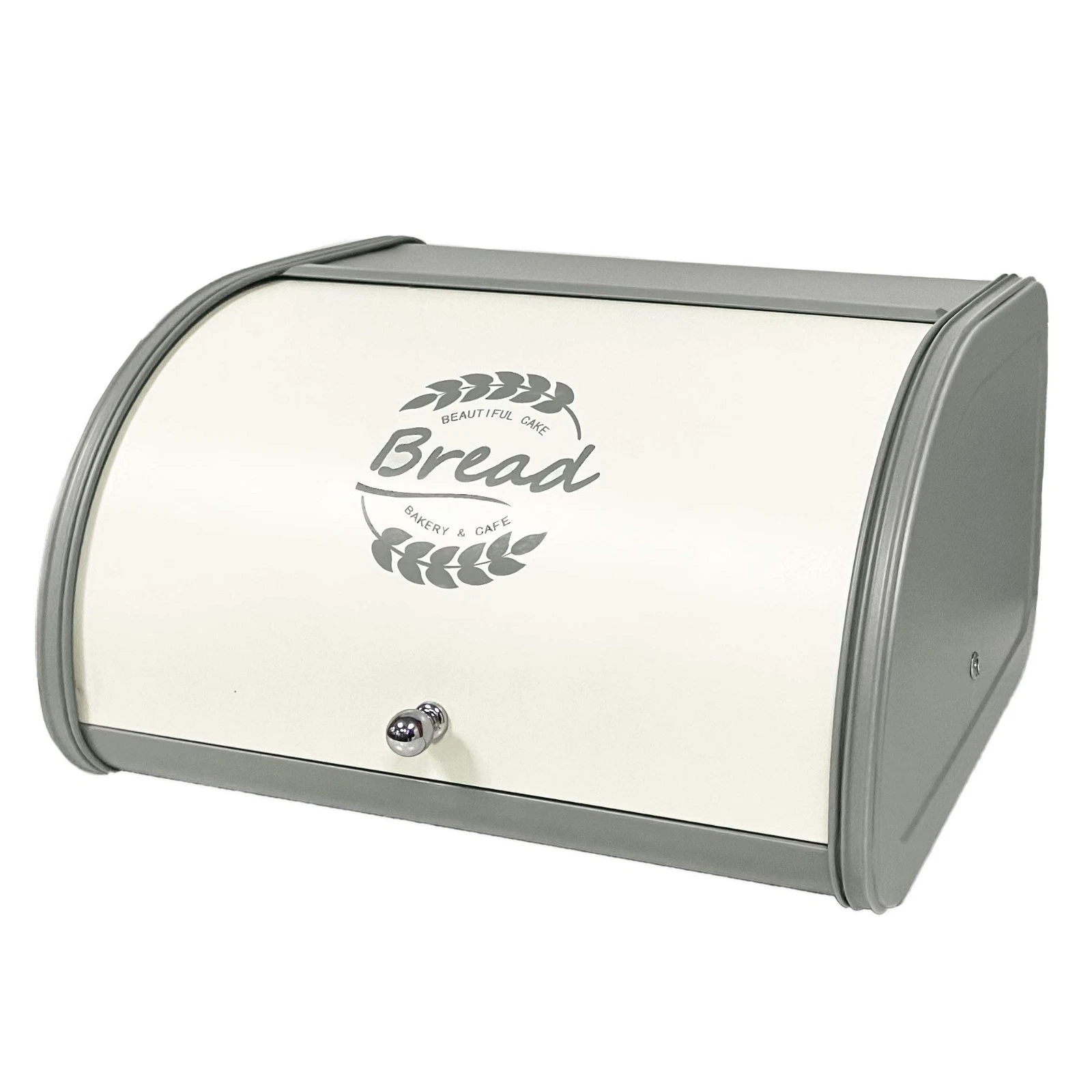 X458 Gray Bread Box Roll Top, Metal Bread Box for Kitchen Countertop, Large Spa