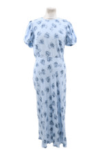 Marks & Spencer Women's Dress Blue Floral Lined Crew Neck Button New