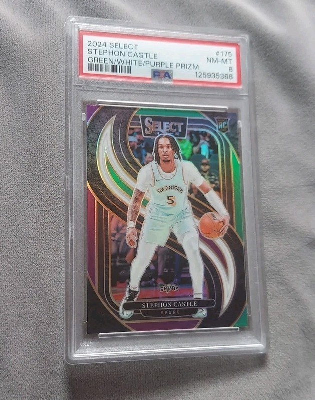 Stephon Castle Premier Level Green Purple Prizm Rookie Spurs