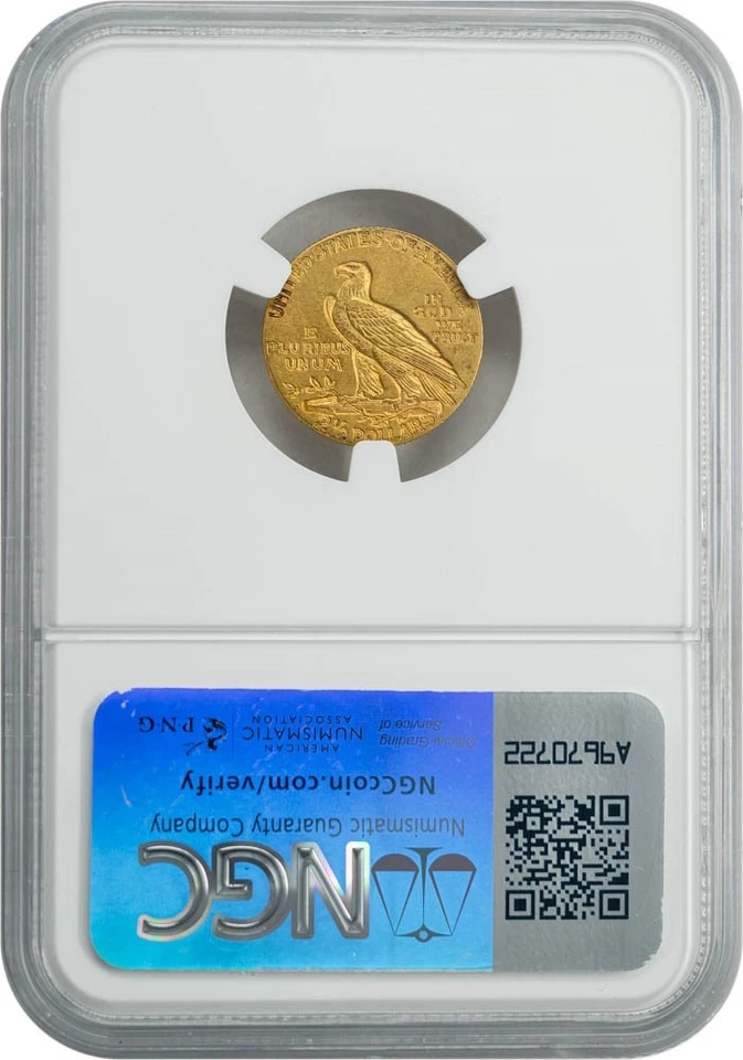 1911-D $2 1/2 Gold Indian Strong D $2.5 MS62 NGC 950201-3 - Image 2 of 4