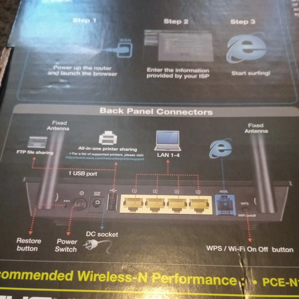 ADSL ASUS DSL N55U DUAL BAND N600 WI-FI  WIRELESS ADSL MODEM ROUTER 600 MB/S - Image 4 of 4