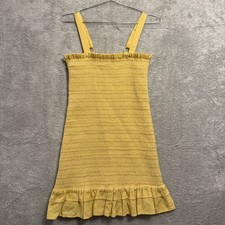 American Eagle Women’s Yellow Smocked Ruffle Mini Dress Bodycon - Size Small