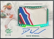 2019 LEAF TRINITY DAVIS WENDZEL GREEN FOIL JUMBO PATCH AUTO #12/20