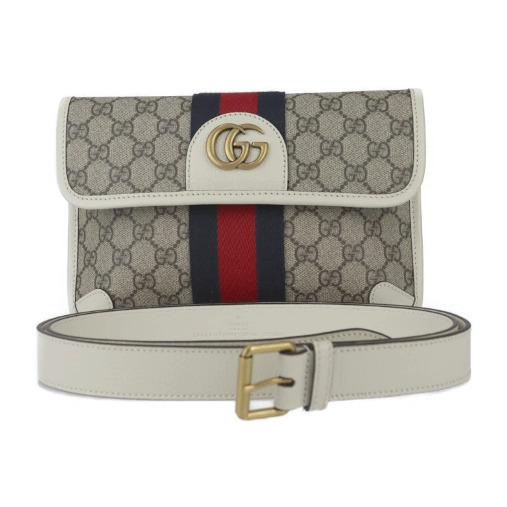 Neuf Gucci GG petit sac ceinture sac offidia taille 674081 GG beige suprême blanc