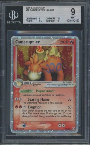 2005 EX EMERALD #92 CAMERUPT EX HOLO R BGS 9 MINT