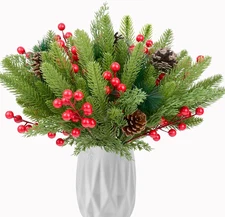 68 Pcs Christmas Artificial Pine Branch, 12 Inch Cedar Sprigs Stems with Pine...