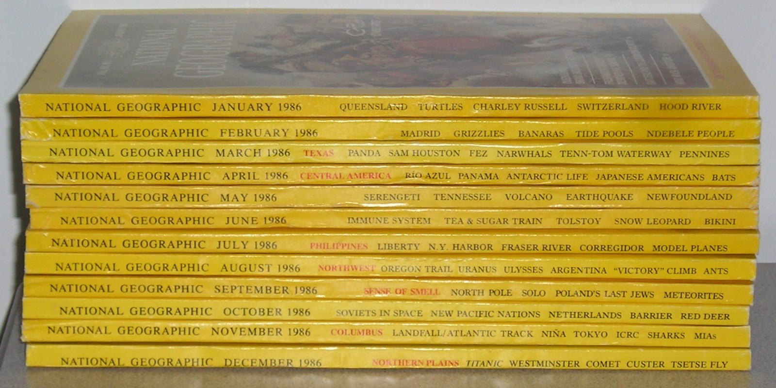 National Geographic Magazine 1986 Full/Complete Year - 12 Issues