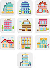 10pcs House Building Stencil 6 6inch Modern City Buildings Stencil with Paint Br