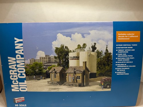 PTF DESIGNS HO Scale Double Tank Flat / Front 3D Background W/ LED - Oil Field Farm Diorama