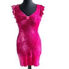 Y2k Hourglass Women M Purple Metallic Flutter Sleeve Strappy Dress Fairy Vintage