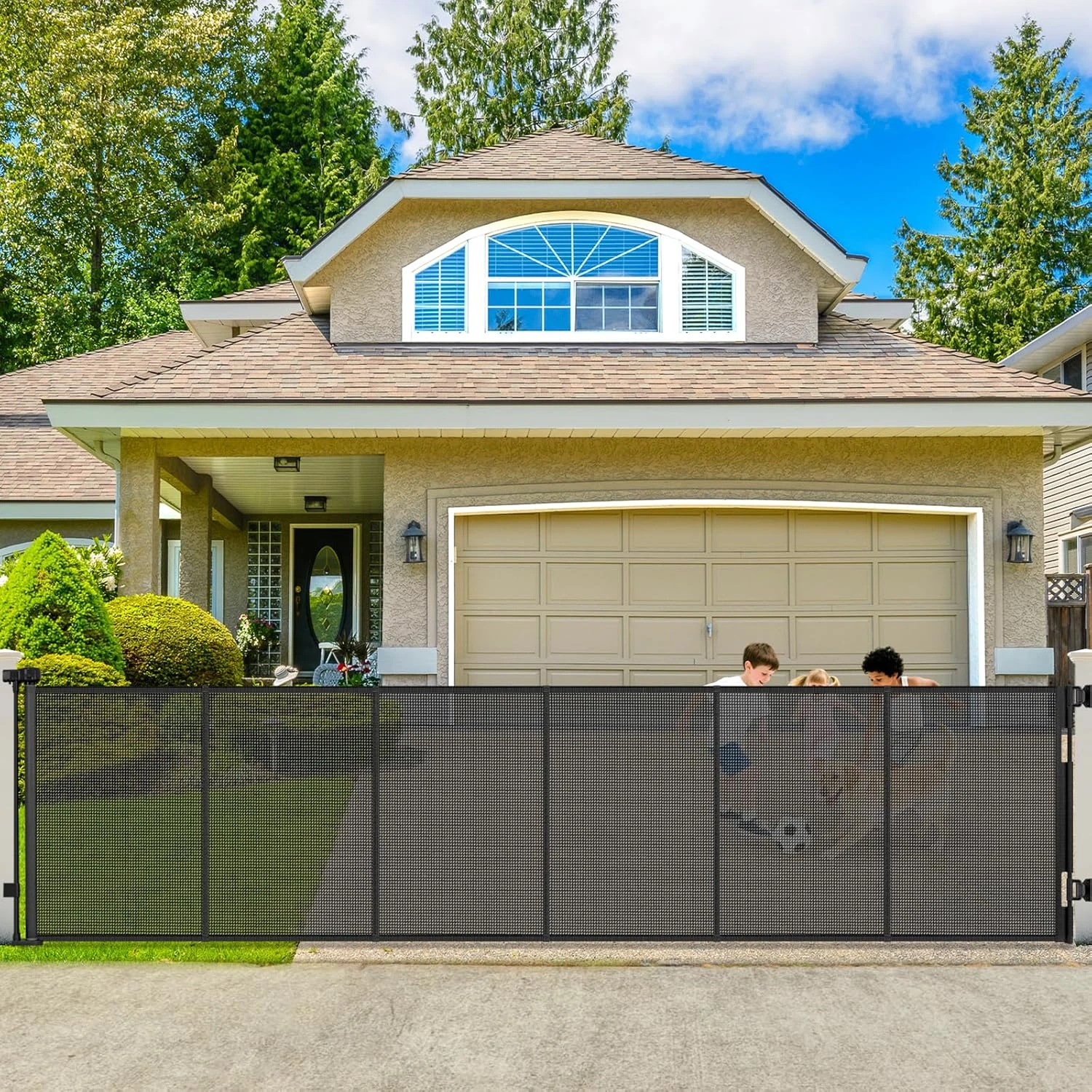 Extra Wide 250" Retractable Baby & Dog Gate, 48" Tall for Outdoor Use