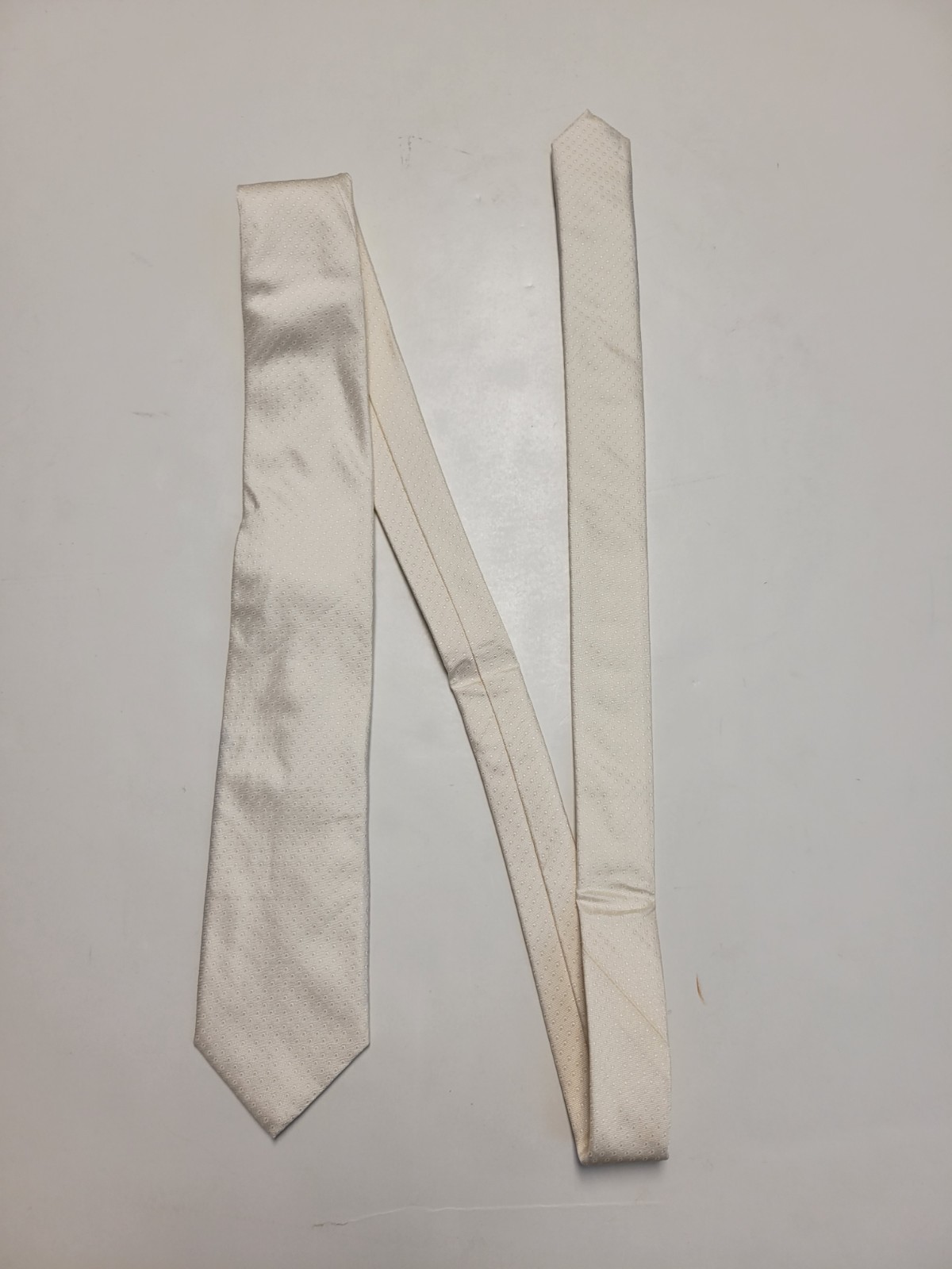 NEW $125 Altea Men's Neck Tie 100% SILK Ivory Textured Dot HAND STITCHED Italy