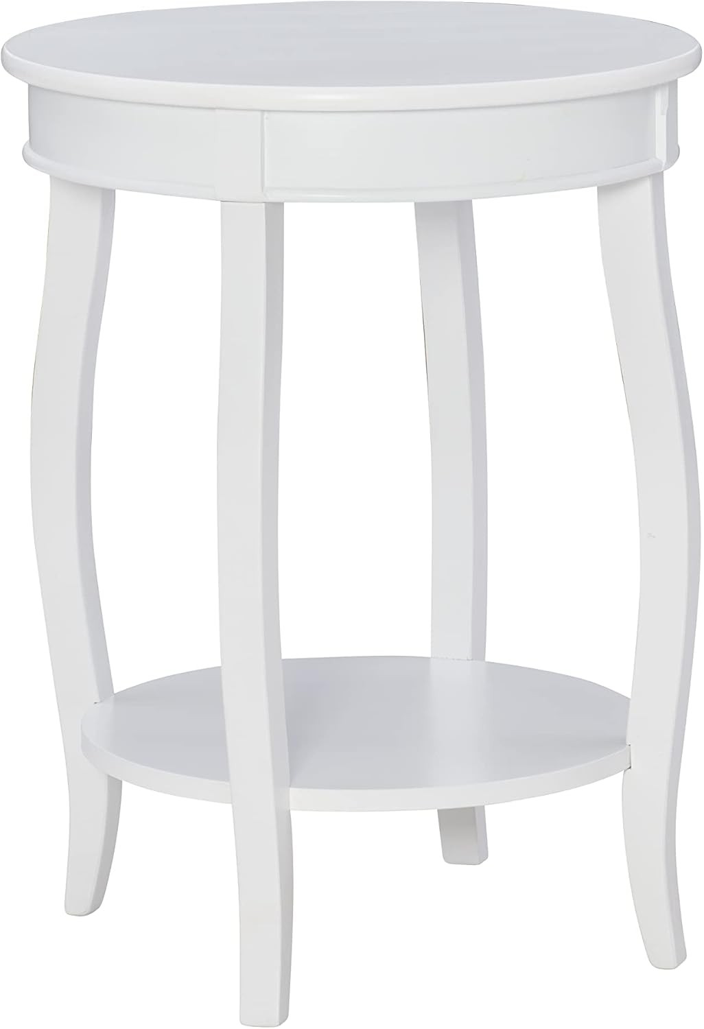 Powell Furniture Round Shelf, White Table, 18