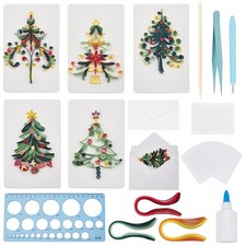 20 Sets DIY Christmas Tree Quilling Kit Handmade Christmas Tree Quilling Card